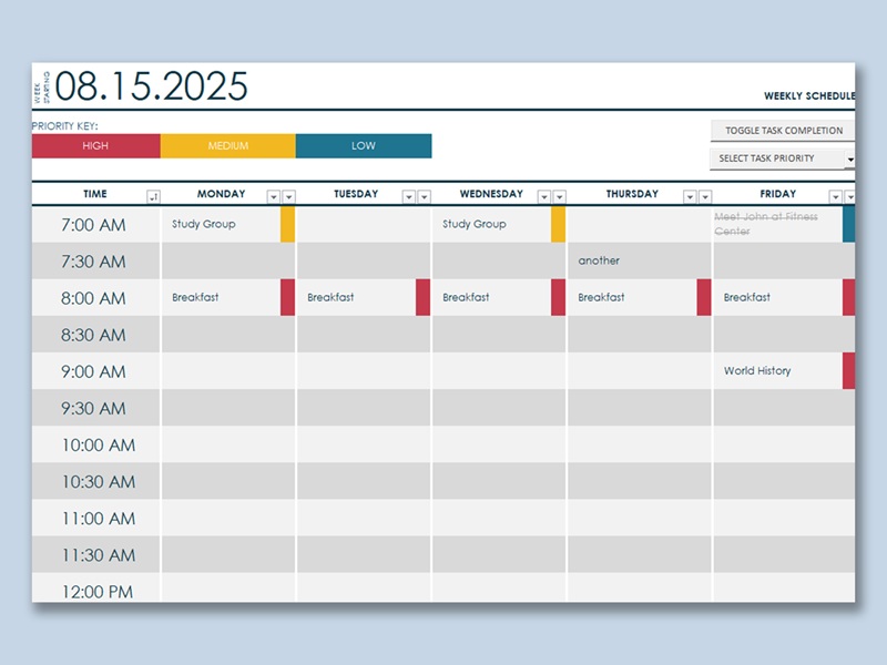 Cara Membuat Jadwal Kuliah di Excel (Template)
