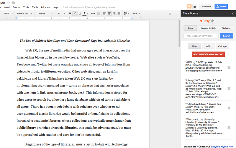 EasyBib Bibliography Creator