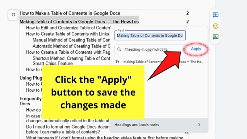 Memperbarui Daftar Isi Otomatis di Google Docs